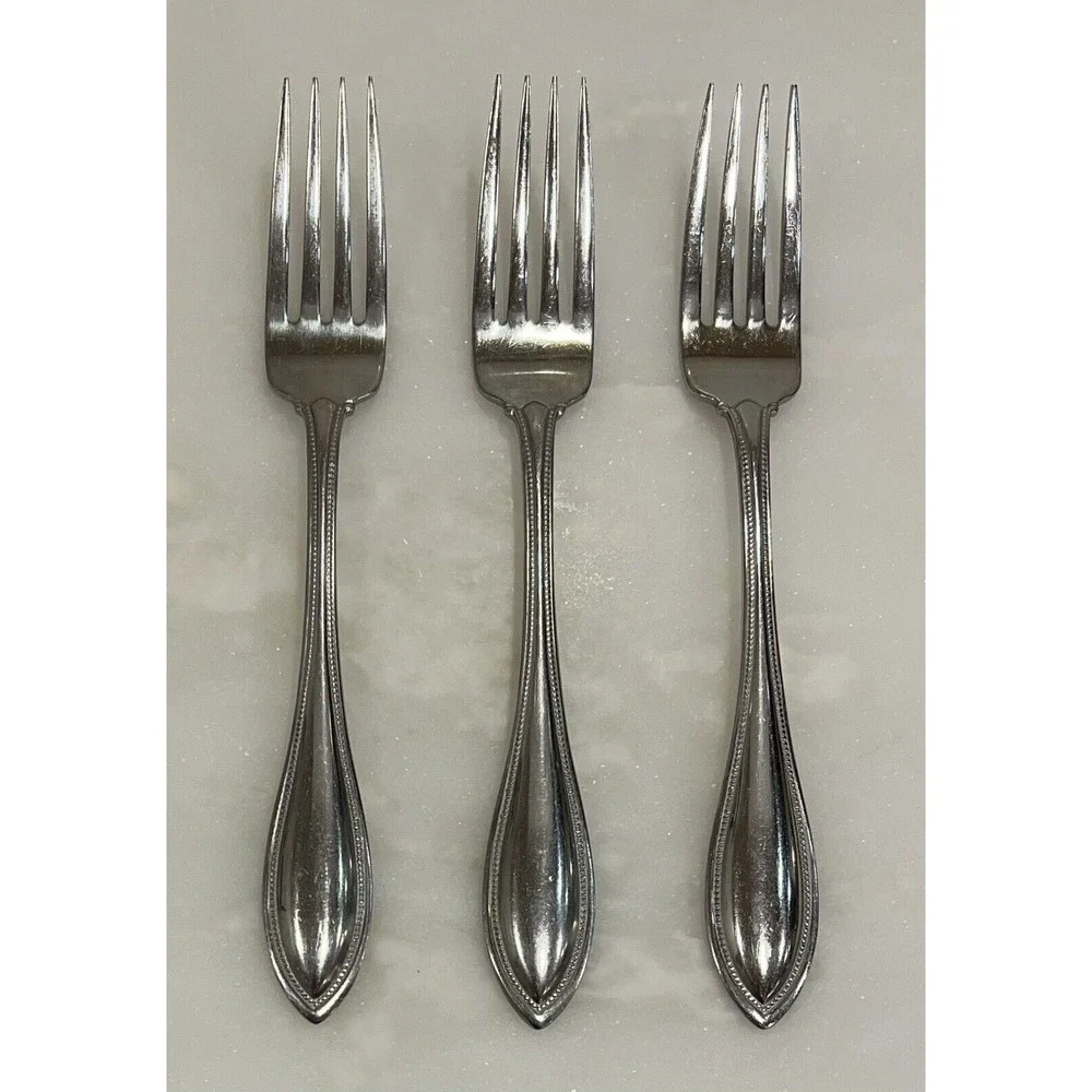 Dinner Fork ARBOR AMERICAN HARMONY Oneida Glossy Stainless Steel Flatware 3 Pcs - Picture 4 of 4